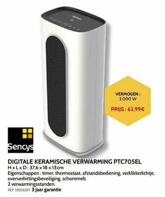 Brico Sencys digitale keramische verwarming ptc705el aanbieding