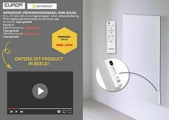 Brico Eurom infrarood verwarmingspaneel mon soleil aanbieding
