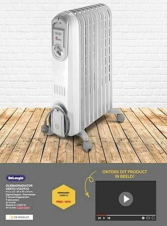 Brico Delonghi oliebadradiator vento v550920 aanbieding