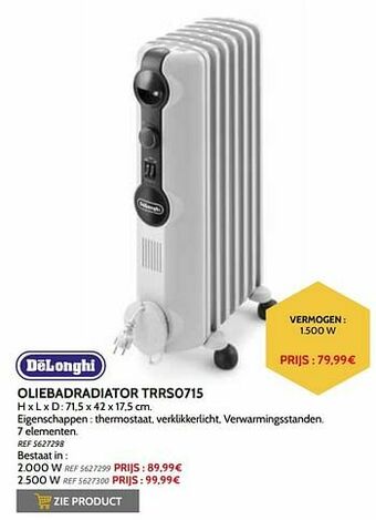 Brico Delonghi oliebadradiator trrs0715 aanbieding