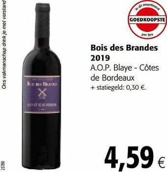Bois des brandes 2019 a.o.p. blaye - côtes de bordeaux