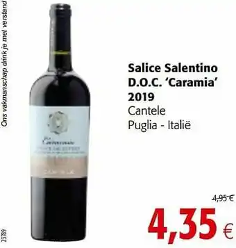 Colruyt Salice salentino d.o.c. ‘caramia’ 2019 cantele puglia - italië aanbieding
