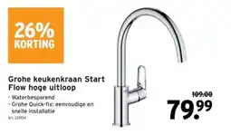 GAMMA Grohe keukenkraan Start Flow hoge uitloop aanbieding
