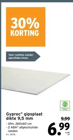 GAMMA GyprocⓇ gipsplaat dikte 9,5 mm aanbieding