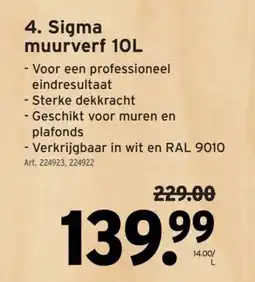 GAMMA 4. Sigma muurverf 10L aanbieding