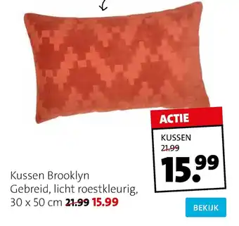 Kussen Brooklyn Gebreid, licht roestkleurig, 30 x 50cm