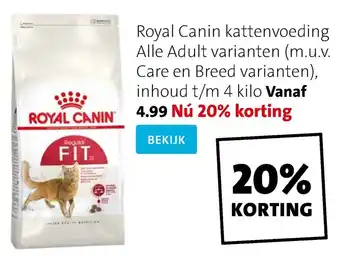 Intratuin Royal Canin kattenvoeding Alle Adult varianten aanbieding