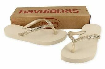 Berca Shoes Havaianas Badslipper Meisjes Slim Glitter Kids - Beige aanbieding
