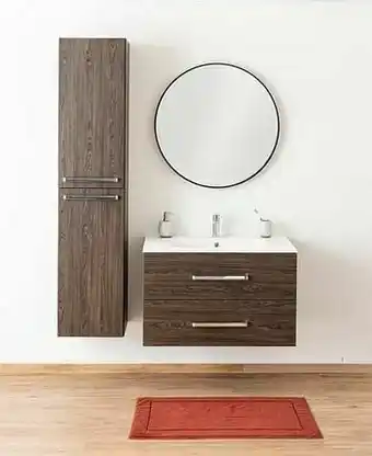 Badkamermeubel Plato Eik Chocolade Look 90cm - Mat - Greep Chroom