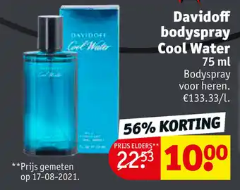 Kruidvat Davidoff bodyspray Cool Water 75ml aanbieding