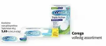 Colruyt Corega kleefcrème voor gebitsprothese triple action aanbieding