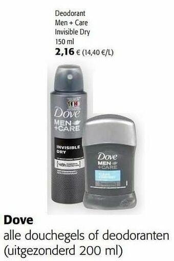Colruyt Dove deodorant men + care invisible dry aanbieding