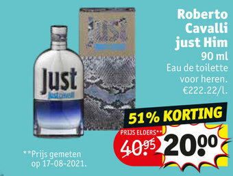 Kruidvat Roberto Cavalli just Him 90ml aanbieding