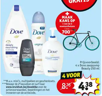 Kruidvat Prijsvoorbeeld: 4 x Dove zeeppomp Beauty 250ml aanbieding