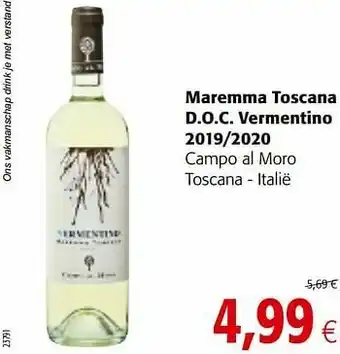 Colruyt Maremma toscana d.o.c. vermentino 2019-2020 campo al moro toscana - italië aanbieding