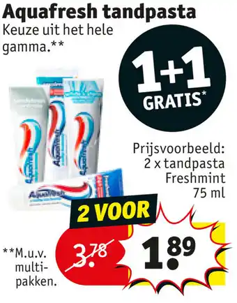 Kruidvat Prijsvoorbeeld: 2 x tandpasta Freshmint 75ml aanbieding