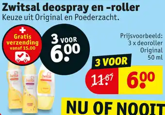 Kruidvat Prijsvoorbeeld: 3 x deoroller Original 50ml aanbieding