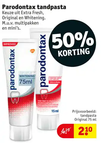 Kruidvat Prijsvoorbeeld: tandpasta Original 75ml aanbieding