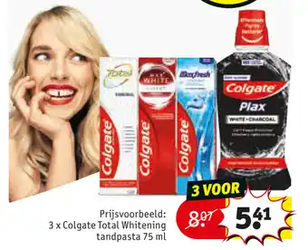 Kruidvat Colgate Elixir tandpasta toothpaste reimagined 3 x Colgate Total Whitening tandpasta 75ml aanbieding