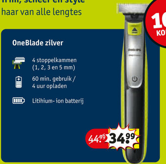 Kruidvat OneBlade zilver aanbieding