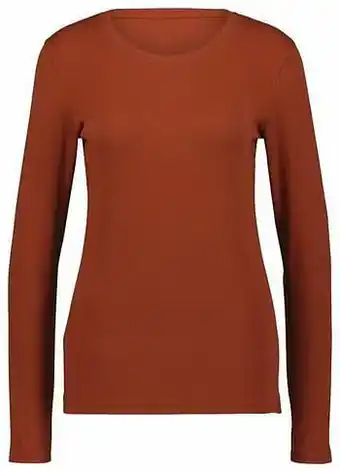 HEMA HEMA Dames T-shirt Rib Bruin (bruin) aanbieding