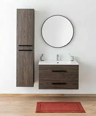Zelfbouwmarkt Badkamermeubel Plato Eik Chocolade Look 90cm - Glans - Greep Zwart aanbieding