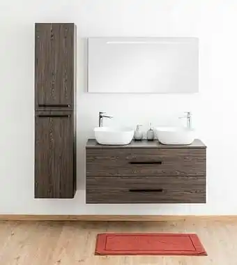 Zelfbouwmarkt Badkamermeubel Plato Eik Chocolade Look 120cm - Opbouw - Greep Mat Zwart aanbieding