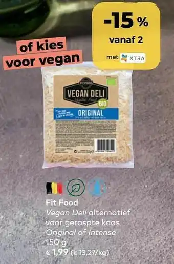 Bio Planet Fit food vegan deli alternatief voor geraspte kaas original of intense aanbieding