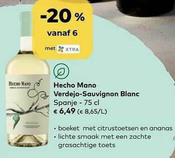 Bio Planet Hecho mano verdejo-sauvignon blanc spanje aanbieding
