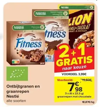 Carrefour Ontbijtgranen en graanrepen Nestlé aanbieding