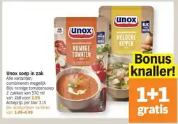 Albert Heijn Unox soep in zak aanbieding