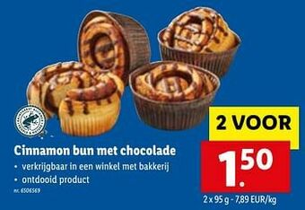 Lidl Cinnamon bun met chocolade aanbieding