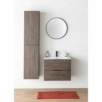 Zelfbouwmarkt Badkamermeubel Plato Eik Chocolade Look 70 Cm - Glans - Opleggreep Zwart aanbieding