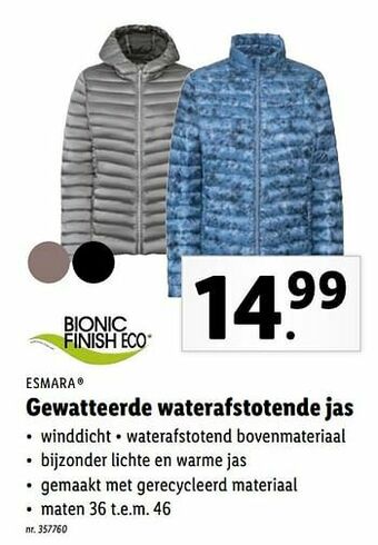 Lidl Gewatteerde waterafstotende jas aanbieding