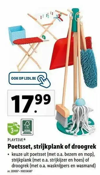 Lidl Poetsset, strijkplank of droogrek aanbieding