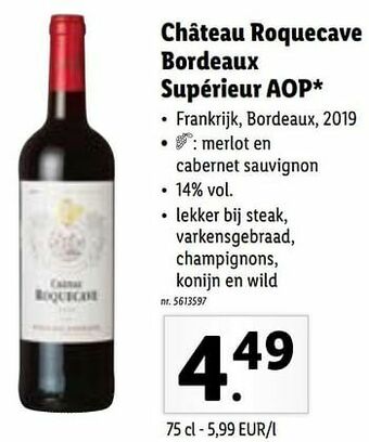Lidl Château roquecave bordeaux supérieur aop aanbieding