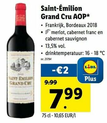 Lidl Saint-émilion grand cru aop aanbieding