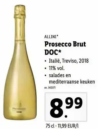 Lidl Allini prosecco brut doc aanbieding
