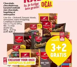 Delhaize Chocolade, chocoladereep, karamel omhuld met chocolade, hagelslag of smeerpasta aanbieding