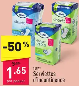 ALDI TENA Serviettes d'incontinence aanbieding