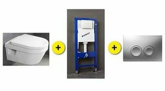 Zelfbouwmarkt Toiletset Omnia Archi Wit Incl Bril +inbouwres Up100+drukpl Chroom Mat aanbieding