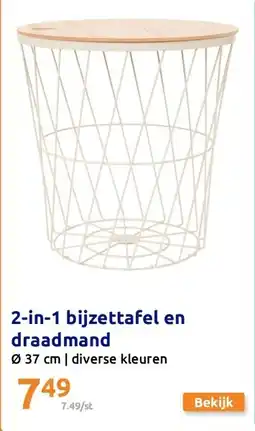 Action 2-in-1 bijzettafel en draadmand aanbieding