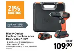 GAMMA Black+Decker klopboormachine accu BCD003C2K 18V aanbieding