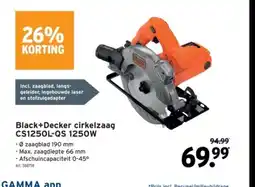 GAMMA Black+Decker cirkelzaag CS1250L-QS 1250W aanbieding