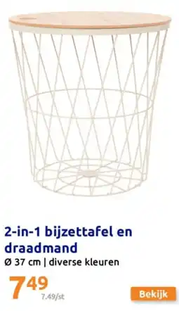 Action 2-in-1 bijzettafel en draadmand aanbieding