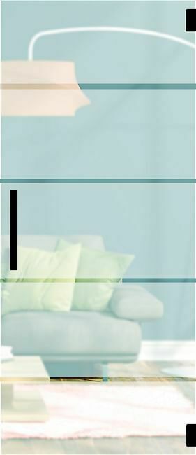 Zelfbouwmarkt Glazen Deur 8mm Mat+4 Heldere Lijnen Dusk 730mm-set Rond Zwart aanbieding