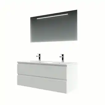 GAMMA Bruynzeel Cadiza badkamermeubelset 120 cm mat wit met spiegel aanbieding