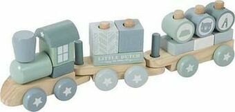 ToyChamp Little Dutch Blokkentrein Adventure blauw aanbieding