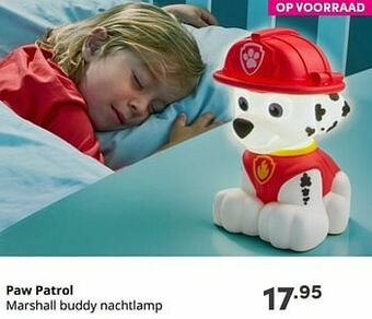 Baby & Tiener Paw patrol marshall buddy nachtlamp aanbieding
