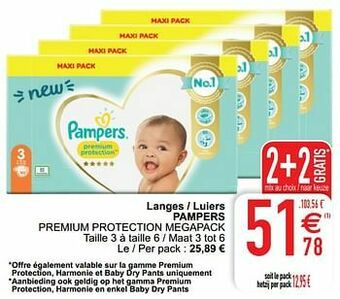 Cora Langes - luiers pampers premium protection megapack aanbieding